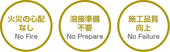 火災の心配なし 溶接準備不要 施工品質向上